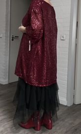 ITALIA MODA oversized tuniek met inzet van pailletten/glitter stof gevoerd /stretch  /in meerdere kleuren
