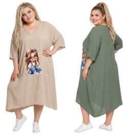 ITALIA MODA  oversized mousseline katoen jurk/in meerdere kleuren