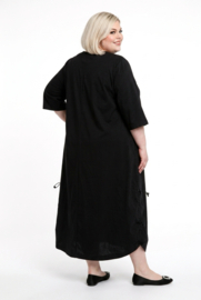 KEKOO design katoen A-lijn jurk zwart/lichtgrijs stretch