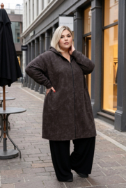 AKH oversized viscose jersey blazer met capuchon stretch/chocoladebruin