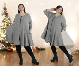 AKH viscose  A-lijn zomer jas/blazer/vest/tuniek apart zwart/wit   stretch
