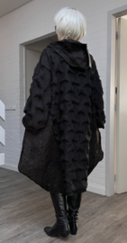 H-4 A-lijn jas/blazer/vest met inzet van chiffon stof /apart/zwart