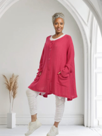 AKH gebreide oversized A-lijn katoen vest/blazer apart stretch