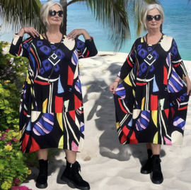 SASHA SONA oversized viscose jurk met zakken  / stretch/ zwart