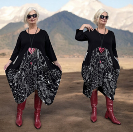 Vincenzo Allocca oversized katoen A-lijn jurk apart zwart stretch