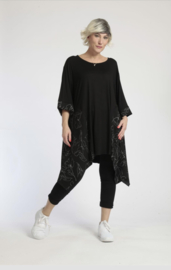 AKH oversized viscose A-lijn tuniek  apart stretch zwart