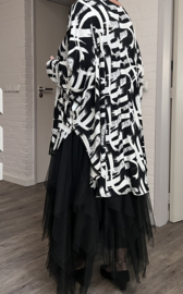 AKH oversized viscose A-lijn tuniek apart stretch zwart/wit