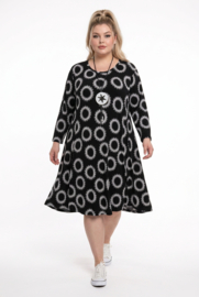 ITALIA Moda oversized viscose A-lijn jurk stretch zwart/wit