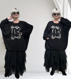 ITALIA  oversized viscose top apart stretch zwart