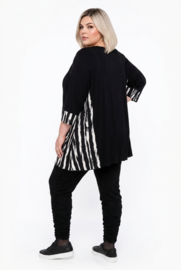 AKH oversized viscose jersey A-lijn jurk  apart/stretch zwart/wit