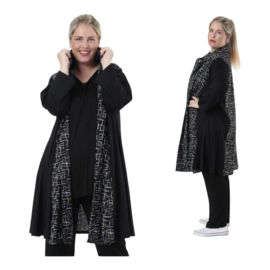 AKH oversized viscose A-lijn blazer/vest/jas apart  zwart/wit/stretch