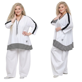 Vincenzo Allocca oversized viscose A-lijn tumiek wit/zwart stretch