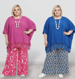 ITALIA MODA  viscose tuniek/poncho met kant en ketting /stretch/meerdere kleuren