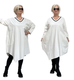 ITALIA  oversized viscose mix wijde jurk met zakken stretch apart