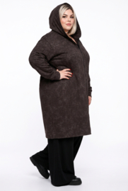 AKH oversized viscose jersey blazer met capuchon stretch/chocoladebruin