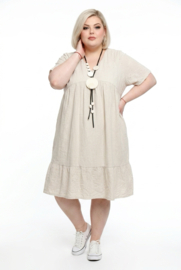 ITALIA MODA geborduurd linnen/viscose A-lijn jurk