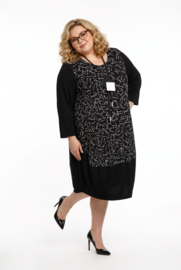 New Jersey viscose ballon jurk stretch zwart/wit