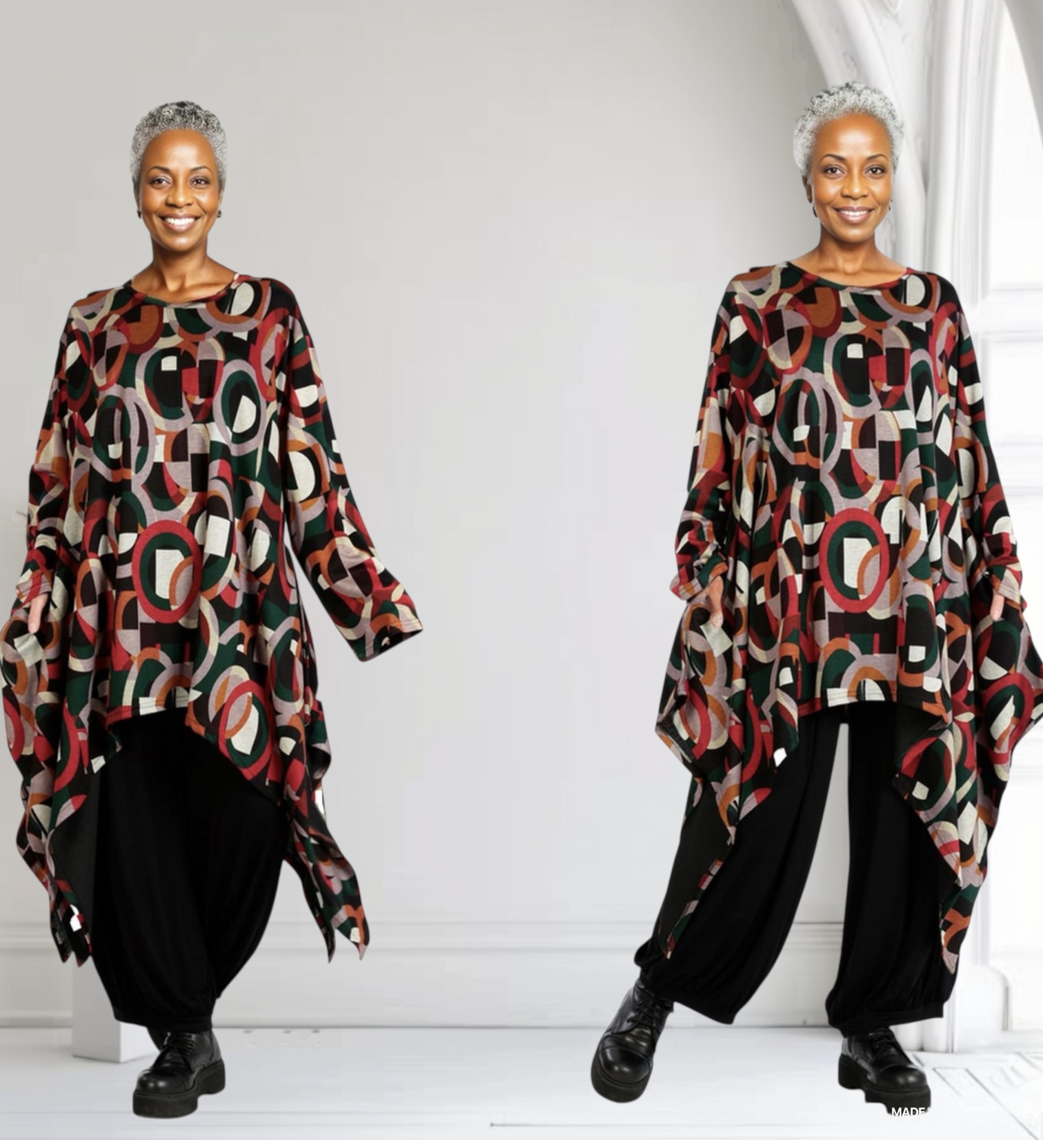 AKH viscose asymmetrisch oversized jersey A-lijn tuniek/top met zakken apart stretch