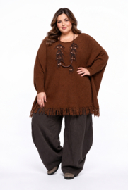 ITALIA oversized acryl mix gebreide tuniek/top met franjes/in meerdere kleuren