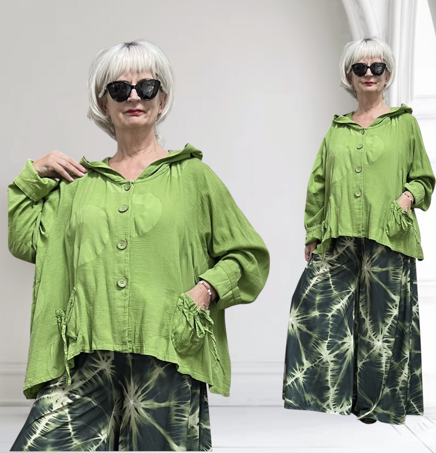 Moonshine katoen A-lijn blazer met capuchon  apart/in meerdere kleuren