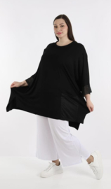AKH oversized viscose tuniek/jurk  met inzet van tule/apart stretch  zwart