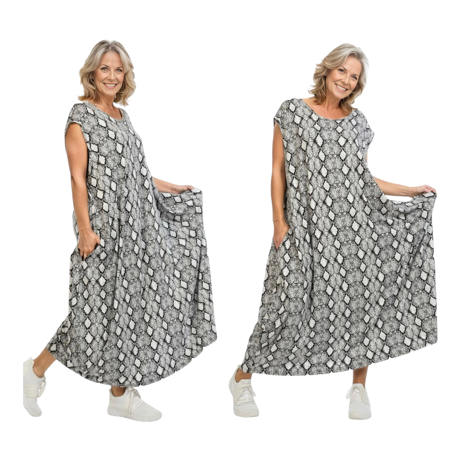 AKH oversized viscose A-lijn jurk /apart/stretch