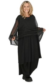AKH oversized viscose A-lijn tuniek met tule stof stretch