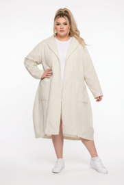 AKH viscose A-lijn zomer jas  stretch ecru/zwart