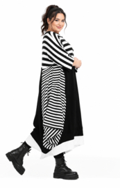AKH oversized gebreide A-lijn tuniek/jurk  apart stretch zwart/wit
