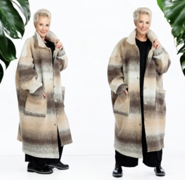 AKH oversized lange wollen winterjas/mantel  gevoerd