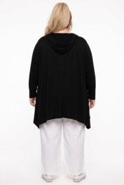 R.A.F.A.Y viscose A-lijn tuniek/blazer met capuchon en ritssluiting stretch zwart 