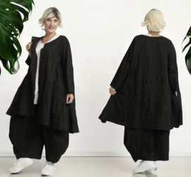 AKH katoen A-lijn blazer/vest/ met knoopsluiting zwart