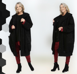 AKH oversized viscose warme bouclé vest/blazer stretch/met fijne glitters