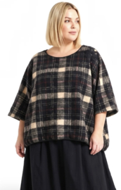 Vincenzo Allocca oversized wol mix A-lijn top apart/stretch zwart