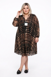 ITALIA MODA viscose chiffon met accordeonplissé A-lijn jurk gevoerd /stretch
