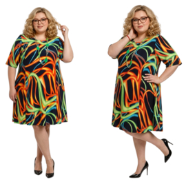 New Jersey viscose A-lijn jurk stretch