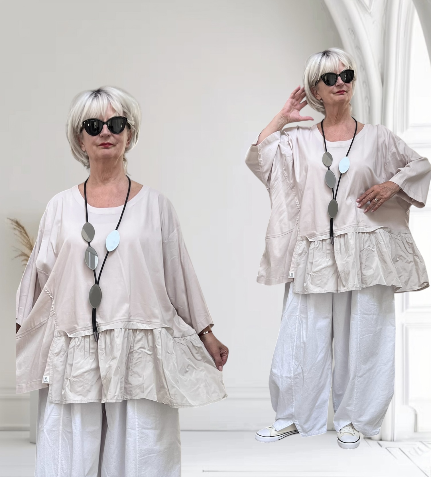 SINNE design.. A- lijn viscose tuniek met taft /stretch /in meerdere kleuren