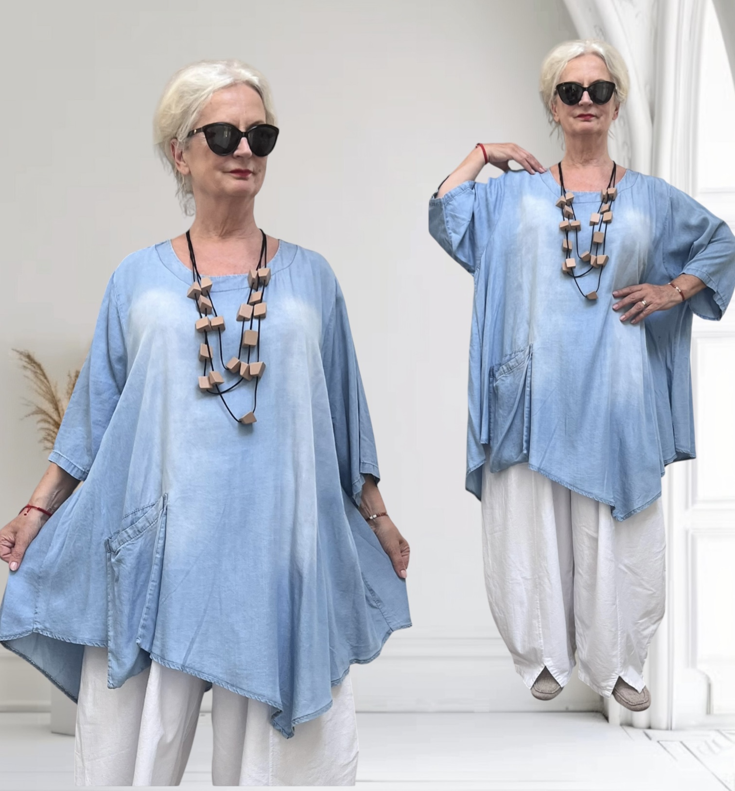 Moonshine  jeans tencel A-lijn tuniek apart /in meerdere kleuren