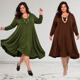 ITALIA   jersey viscose mix  A-lijn jurk stretch  /in meerdere kleuren