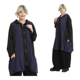 AKH viscose  A-lijn blazer met zakken stretch zwart/paars