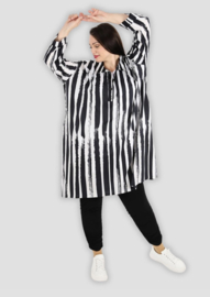 AKH oversized viscose A-lijn blouse/tuniek zwart/wit  apart
