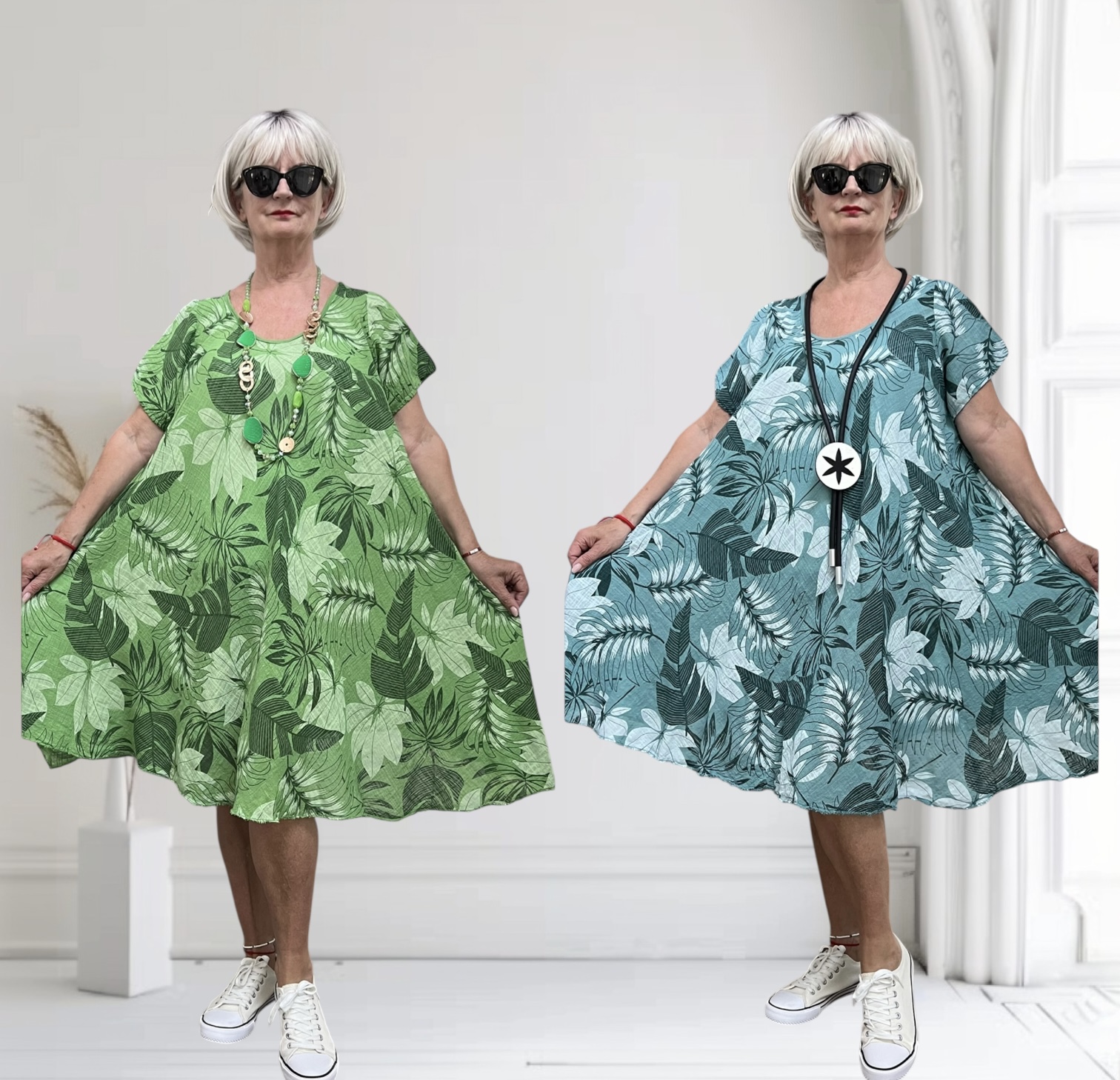 ITALIA oversized katoen A-lijn zomer jurk/in meerdere kleuren