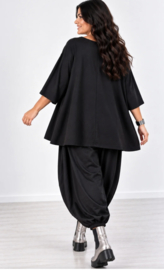 Vincenzo Allocca oversized katoen A-lijn top met applicatie/apart/stretch zwart