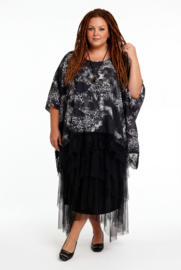 ITALIA MODA viscose tuniek/poncho met kant en ketting /stretch/meerdere kleuren