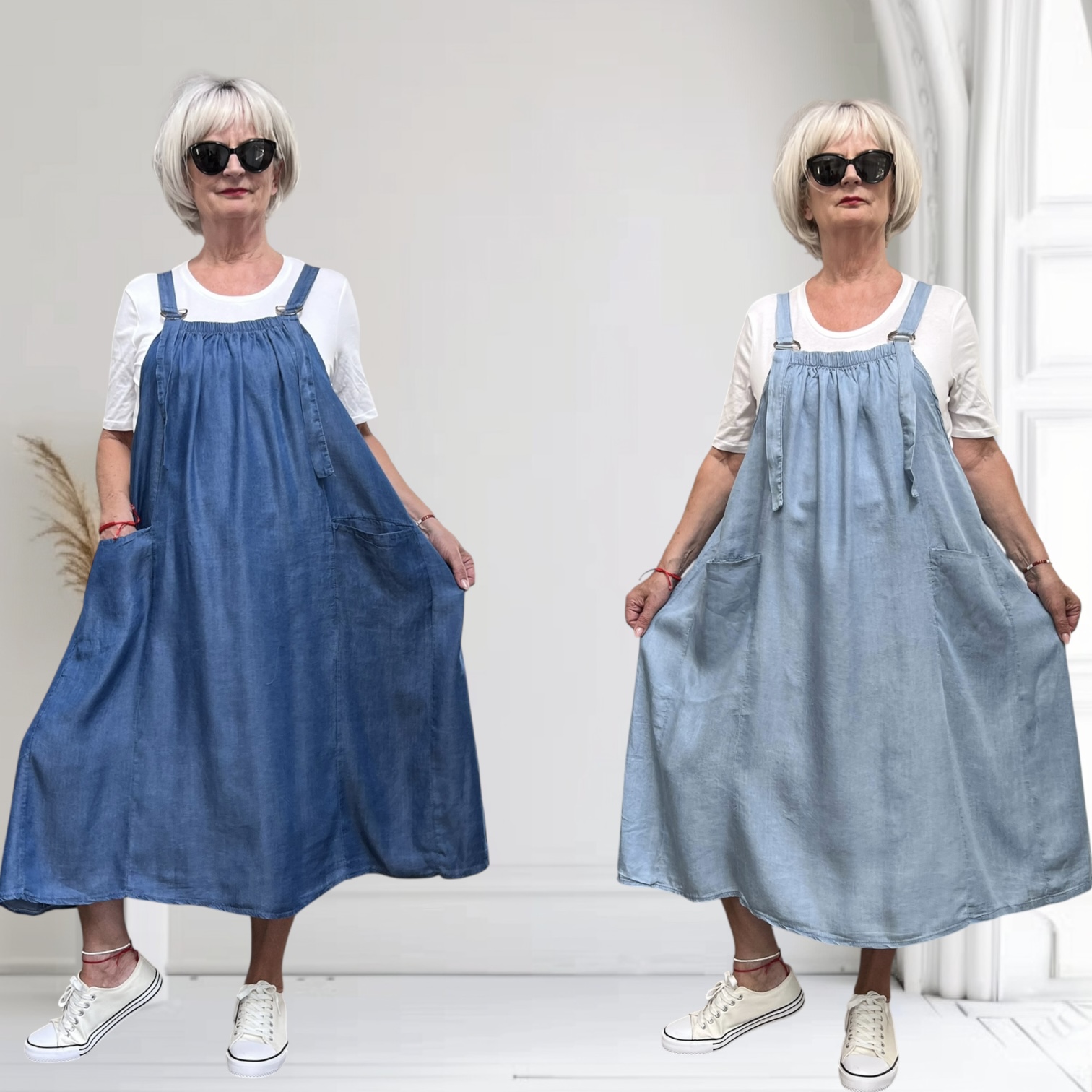 ITALIA MODA   jeans tencel zomer jurk apart /in meerdere kleuren