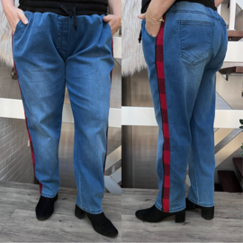 Vincenzo Allocca wijde katoen jeans broek zwart met bis ( extra groot)stretch