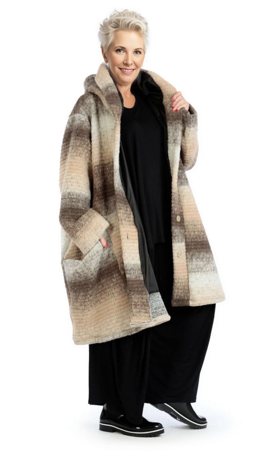 AKH oversized wollen winterjas/mantel  gevoerd
