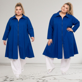 AKH katoen A-lijn zomer jas /blazer/blouse met ritssluiting