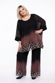 SASHA GRANDE oversized chiffon A-lijn tuniek+ broek/zwart