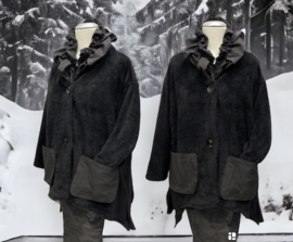 Vincenzo Allocca  oversized A-lijn jas stretch/ zwart